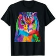thumbnail image 1 of Owl Shirt : Colorful Horned Owl Bird Pop Art Style T-Shirt, 1 of 5