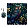 thumbnail image 1 of Owl Shower Curtain, Cloth Fabric Bathroom Decor Set with Hooks, 1 of 6