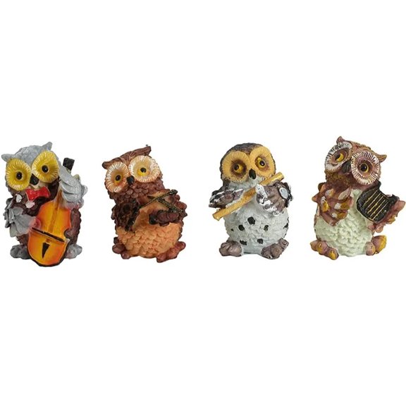 Owl Showpiece Figurines, For Good Luck Statues, Playing Musical Instruments, Multicolor | For Home & Office Dcor | Showpiece Decorative & Gifting Items | The Musical Set - 4 Pieces