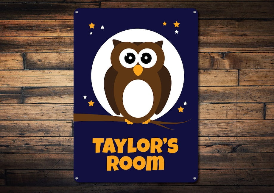 Owl Sign Owl Lover Sign Kid Name Room Sign Owl Decor Metal Owl Room