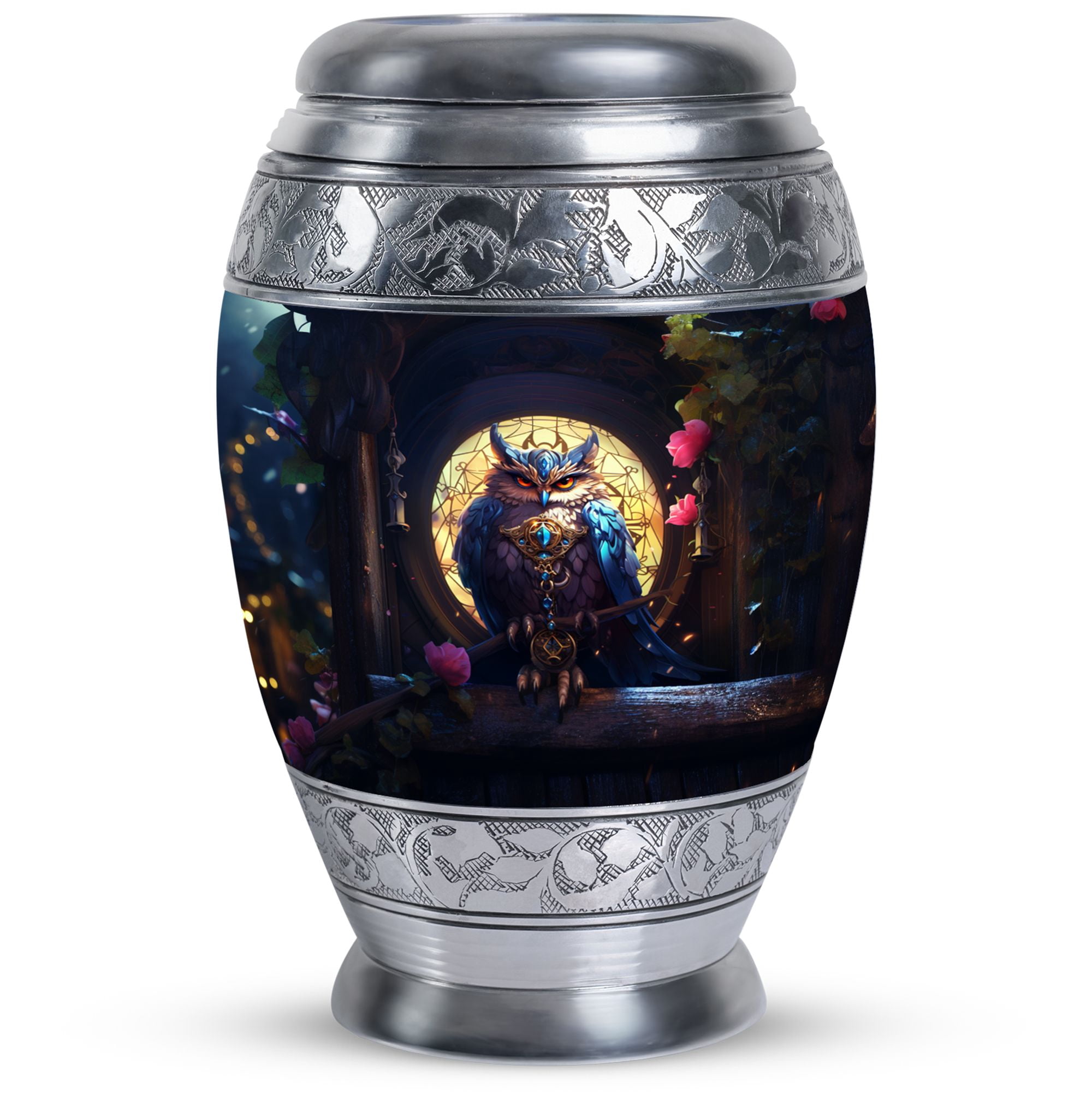Owl Sitting Clock Tower Funeral Urns For Human Ashes Adult - Cremation Urn Human Ashes - Urns For Human Ashes Adult Female - Burial Urns For Adult Ashes Women With Bag (Size -10inch)