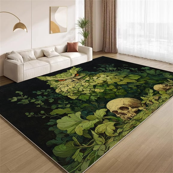Owl Skeleton Area Rugs, Gothic Animal Pattern Carpet, Washable Non Slip Low Pile Soft Rug for Living Room Bedroom Decor Mat 2x3ft