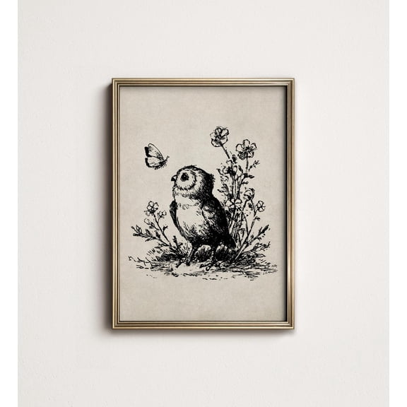 Owl Sketch Cottage Nursery Unframed Paper Print