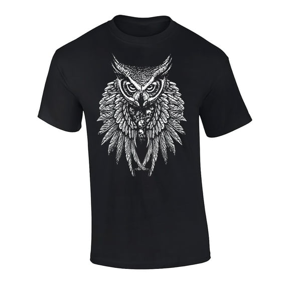 Owl Skulls Fantasy Graphic Short Sleeve T-Shirt-4Xl Black