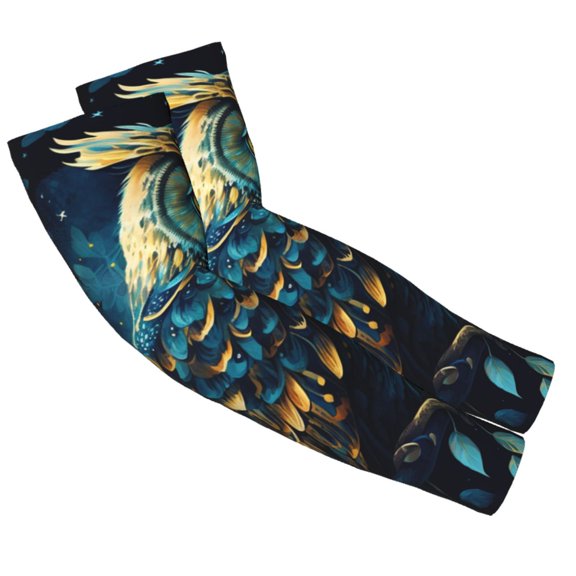 Owl Sky Tree Art 2-Pack Adult Cooling Arm Sleeves, Seamless UV Sun Protection Breathable Ice-Silk Compression Arm Sleeve