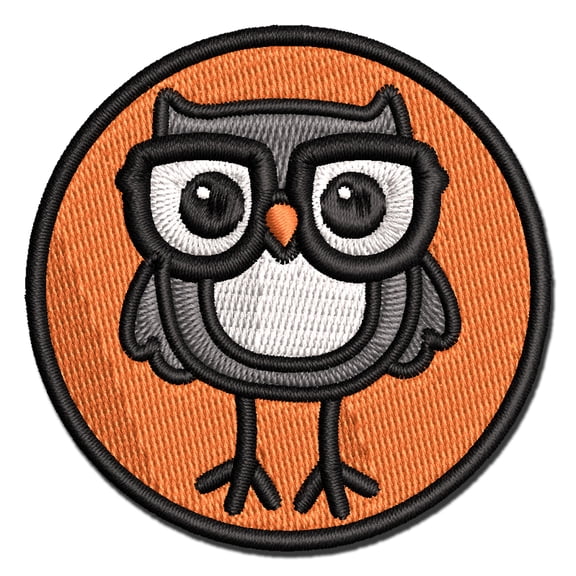 Owl Smart with Glasses Applique Multi-Color Embroidered Iron-On Patch - 3.5 Inch Large