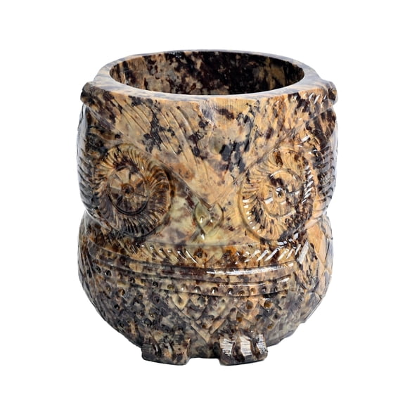 Owl Soapstone Smudge Bowl for Scrying/Smudging - 3.75 x 4 Inches