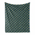 thumbnail image 1 of Owl Soft Flannel Fleece Throw Blanket, Cartoon Birds on Branches Full Moon Clouds, Cozy Plush for Indoor and Outdoor Use, 50" x 70", Dark Sky Blue Yellow, by Ambesonne, 1 of 5