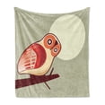 thumbnail image 1 of Owl Soft Flannel Fleece Throw Blanket, Full Moon Night with Nocturnal Large Eyed Animal on the Tree Branch Caricature Image, Cozy Plush for Indoor and Outdoor Use, 70" x 90", Multicolor, by Ambesonne, 1 of 5