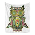 thumbnail image 1 of Owl Soft Flannel Fleece Throw Blanket, Ornate Colorful Owl Elements Eye Feather of Universe Psychedelic Artwork, Cozy Plush for Indoor and Outdoor Use, 70" x 90", Multicolor, by Ambesonne, 1 of 5