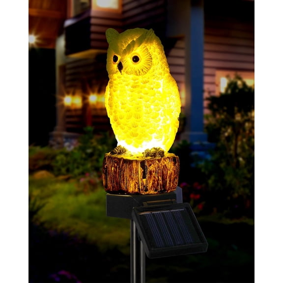 Owl Solar Decorative Garden Stake Lighting, Waterproof Cute Animal Outdoor Figurine Lights Ornament Statue Decor for Pathway, Patio, Lawn Housewarming (Owl)