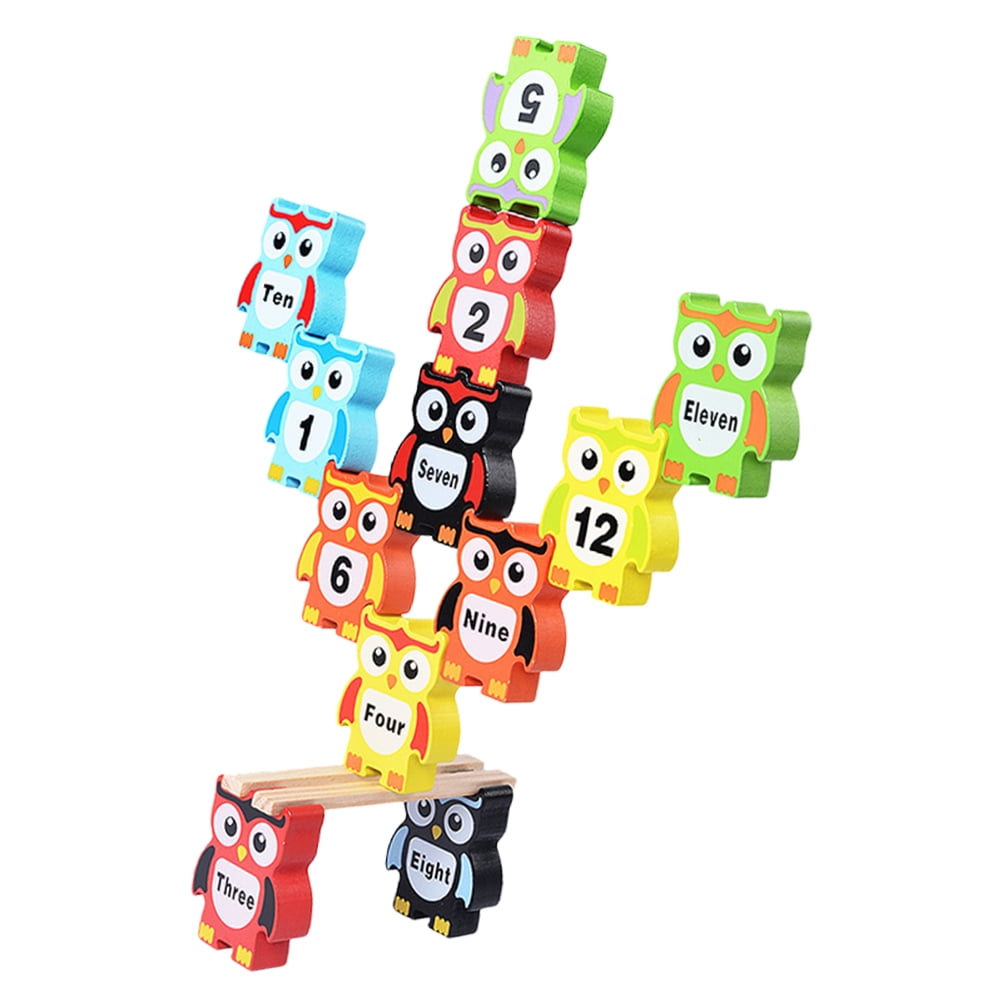 Owl Stack Kids Toys Wooden Playset Balance Stacking Toy Number Stacking