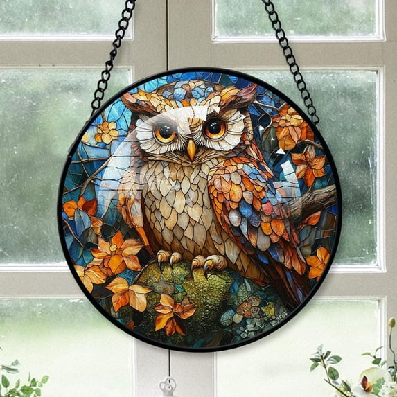 Owl Stained Glass Suncatcher, Owl Christmas Ornament, Owl Stained Glass Décor for Home Garden Holiday, Keepsake Ornaments 2025 Christmas, Christmas Daughter Gifts h4vsRf