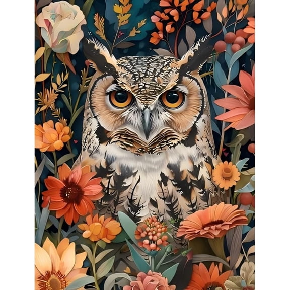 Owl Stamped Cross Stitch Kits for Adults Beginner, Flowers Counted Cross Stitch Kits Printed Stitching Cute Patterns Dimensions Needlepoint Art Crafts Embroidery Kits for Adults