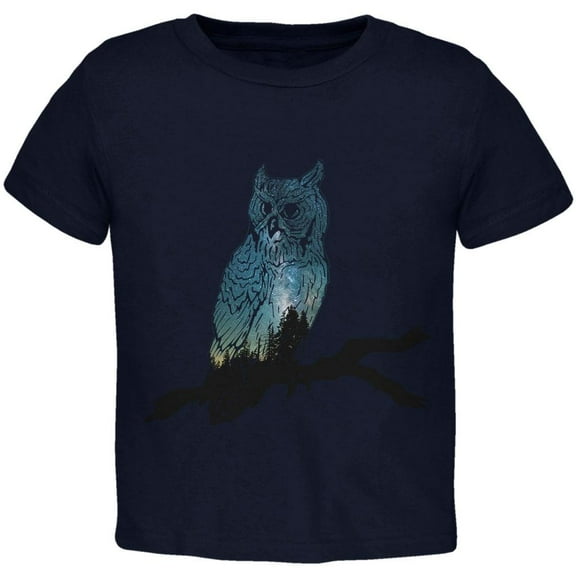 Owl Starry Night Sky Toddler T Shirt Navy 3T
