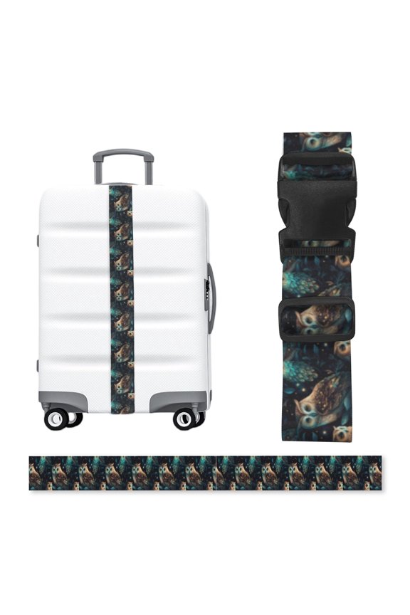 Owl Starry Sky Art Adjustable Luggage Strap, 2-Inch Wide Heavy-Duty Suitcase Belt, Buckle Travel Bag Securing Band