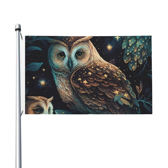 Owl Starry Sky Art Flag 3X5 Ft Garden Yard House Flags Banner Sign Outdoor Indoor Party Home Garden Decoration