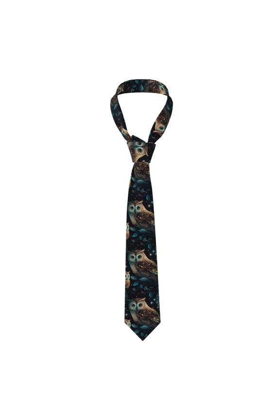 Owl Starry Sky Art Men's Formal Necktie Business Suit Accessory Ties for Weddings Banquets Office Gift