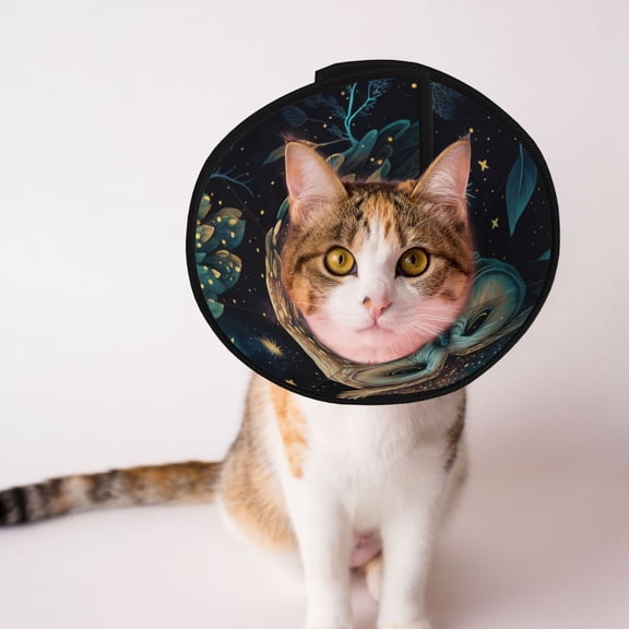 Owl Starry Sky Art Soft Pet Recovery Collar for Cats Small Dogs, Protective Elizabeth Collar for Post-Surgery, Anti-Lick & Anti-Scratch