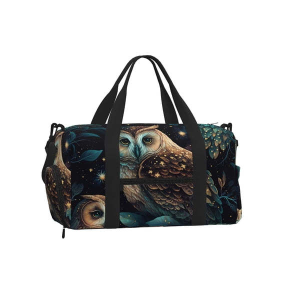 Owl Starry Sky Art Sports Duffel Bag with Shoe Compartment Travel Crossbody Bag for Gym Yoga Dance