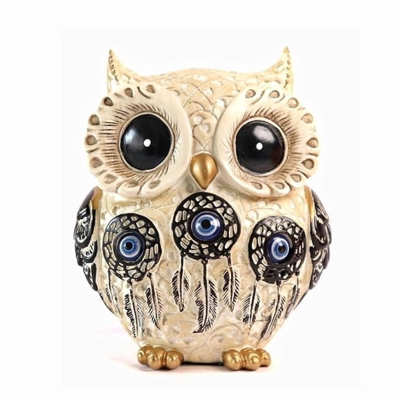Owl Statue for Good Luck II Aesthetic Resin Owl Art Figure Showpiece II 3.5 Inch II Feng Shui & Vastu II Evil Eye II Showpiece for Home Decor II II (5 INCH