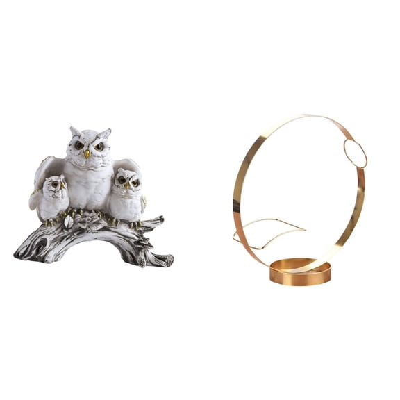Owl Statue Wine Stand Rack Miniature Figurine Iron Construction Decorative Accent for Kitchen Cabinet