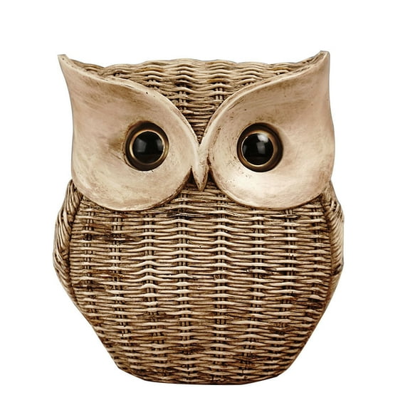 Owl Statues Rattan Resin Home Decoration Sculptures & Figurines Kawaii Room Sculpture Home Decor Desk Table Decoration Accessories Modern Art Luxury (Rattan Colour)