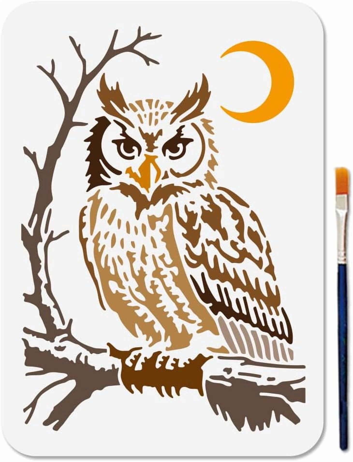 Owl Stencil Bang Owl Animal Stencils for Painting 11.7×8.3inch Reusable ...