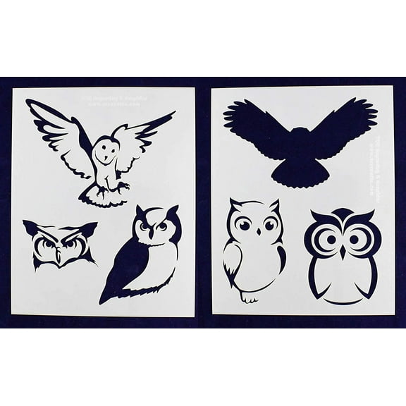 Owl Stencils - 2 Pc Set 8x10 Stencils 14 Mil Mylar