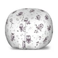thumbnail image 1 of Owl Storage Toy Bag Chair, Cartoon Style Illustration of Birds on the Branches Mysterious Woods Print, Stuffed Animal Organizer Washable Bag, Large Size, Eggplant and White, by Ambesonne, 1 of 3