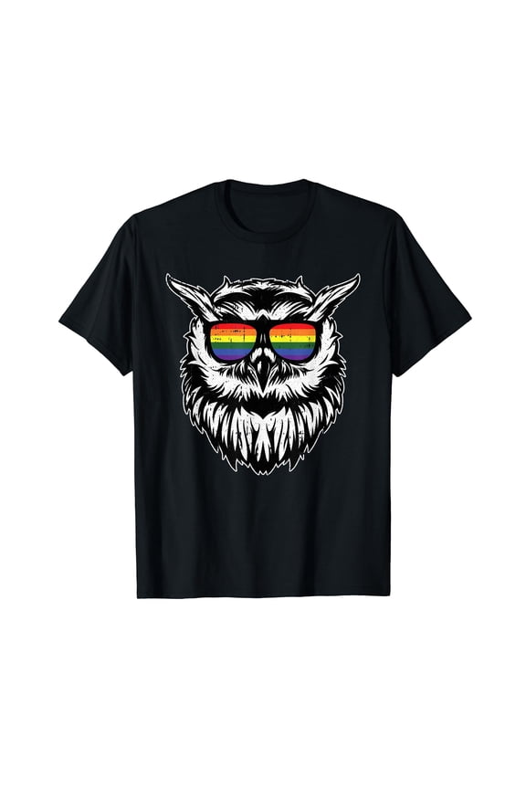 Owl Sunglasses Asexual Pride Animal Proud LGBT-Q Ally T-Shirt