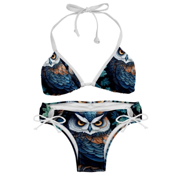 Owl Swim Suit Bikini Set with Detachable Sponge & Adjustable Strap, Two-Pack - Ideal for Beach & Pool Parties!