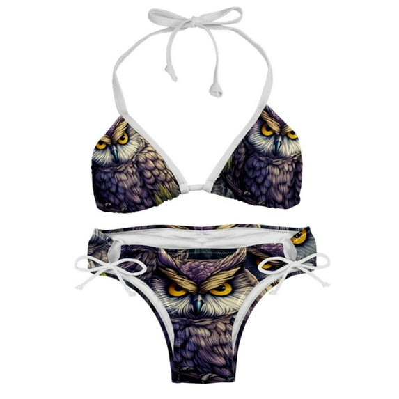 Owl Swim Suit Bikini Set with Detachable Sponge & Adjustable Strap, Two-Pack - Ideal for Beach & Pool Parties!