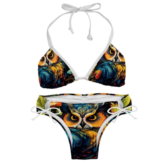 Owl Swim Wear Detachable Sponge Adjustable Strap Bikini Set Two-Pack for Multiple Scenes