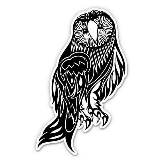 Owl Tattoo - 5" Vinyl Sticker - For Car Laptop I-Pad - Waterproof Decal