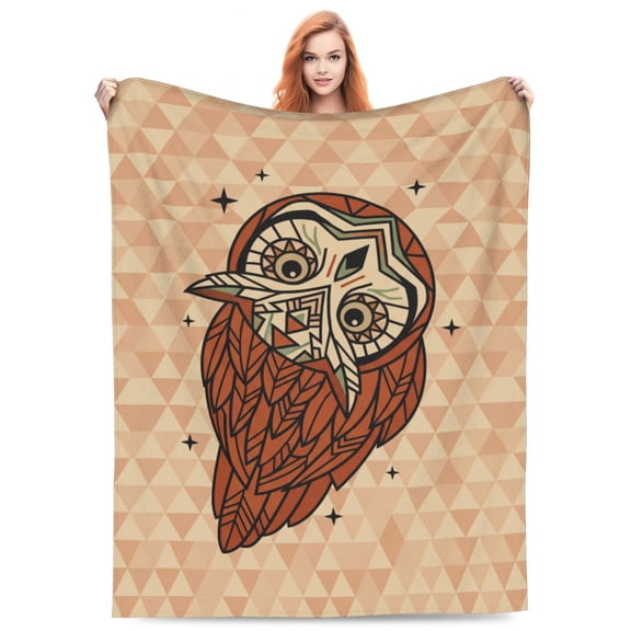 Owl Throw Blanket, Flannel for Bed Couch Sofa Office Travel, Decorative Animal Gift for Men and Adults 50x40
