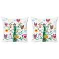 thumbnail image 1 of Ambesonne Colorful Throw Pillow Cover 2 Pack, Owls on Tree with Dots, 20", Multicolor, 1 of 6