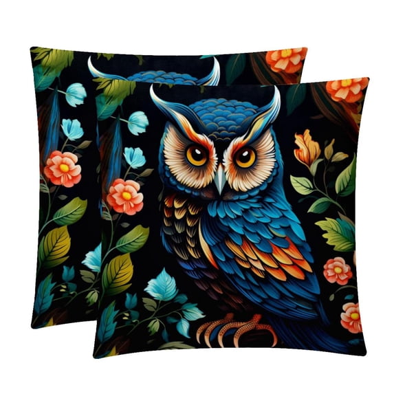 Owl Throw Pillows Set of 2 with Unique Patterns Covers - Available in 16x16, 18x18, and 20x20 Inches for Various Occasions - Includes Throw Pillow Inserts