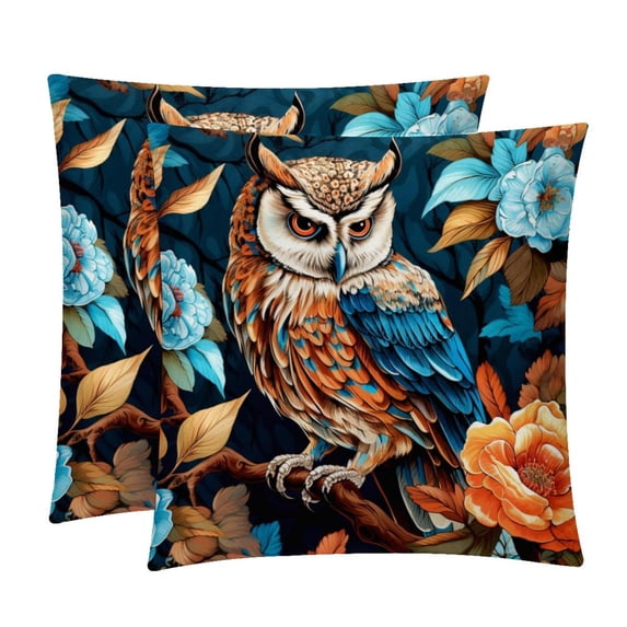 Owl Throw Pillows Set of 2 with Unique Patterns Covers - Available in 16x16, 18x18, and 20x20 Inches for Various Occasions - Includes Throw Pillow Inserts