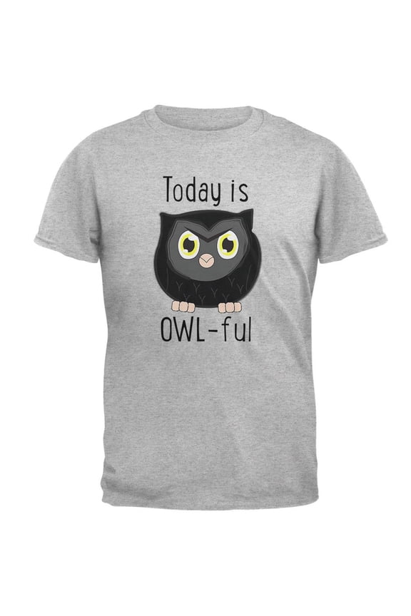 Owl Today Is Owful Awful Funny Pun Mens T Shirt Heather 2XL