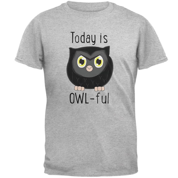 Owl Today Is Owful Awful Funny Pun Mens T Shirt Heather SM