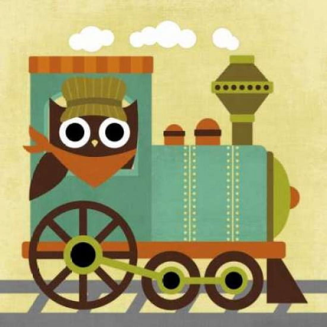 Owl Train Conductor Canvas Art - Nancy Lee (24 x 24)