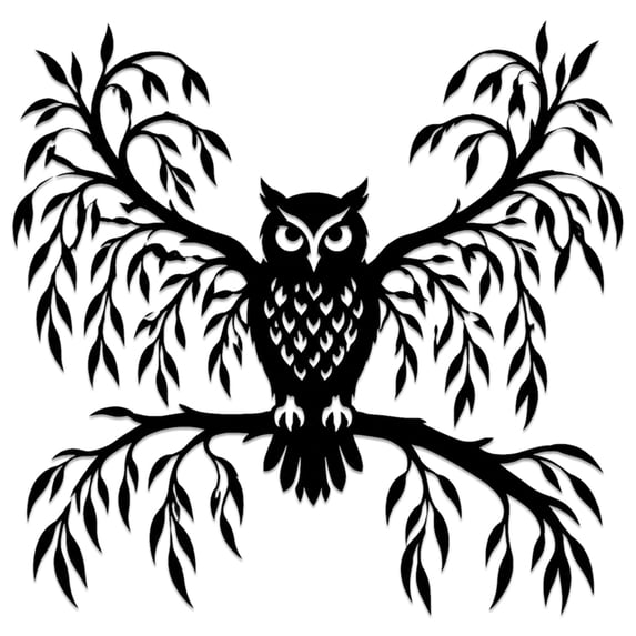 Owl on Tree Branch Metal Wall Art WallArt Decor Metal Outdoor Decor ...