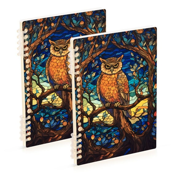 Owl Trees Fruit Flowers Leaves Ring Binder Notebook Journey Note Diary College Ruled Spiral Notebook Study Loose Leaf Paper A5 60 Pages