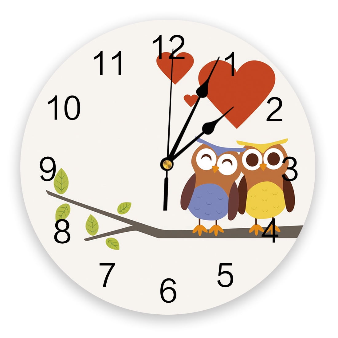 Owl Trees Maple Leaves Wall Clock for Bedroom Modern Home r Digital ...