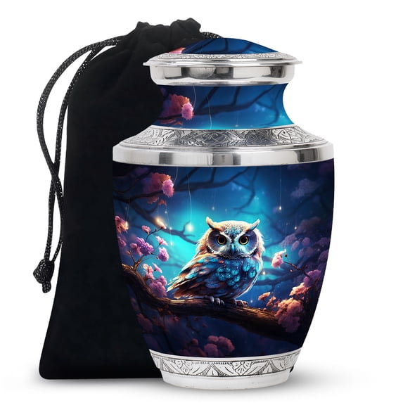 Owl Urn - Burial Urns For Adult Human Ashes - Urn With Flowers - Urns For Human Ashes Adult Female - Decorative Urns - Urns For Women Human Ashes - Funeral Ashes Container