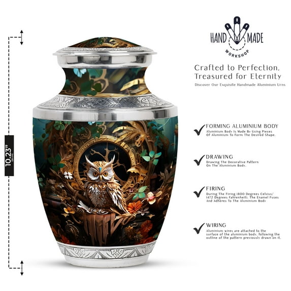 Owl Urn - Urns For Human Ashes Adult - Adult Funeral Urn - Cremation Urns For Human Ashes Adult Male - Ash Urns For Humans - Urns For Human Ashes Adult Female Mom - Burial Urn