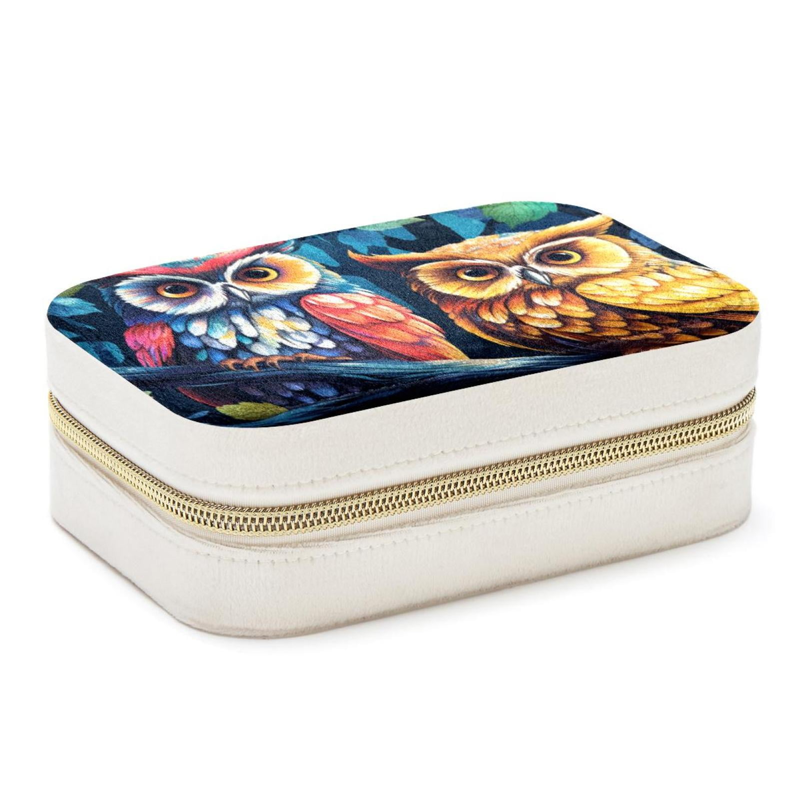 Owl Velvet Portable Decorative Box with Removable Compartment - Storage ...