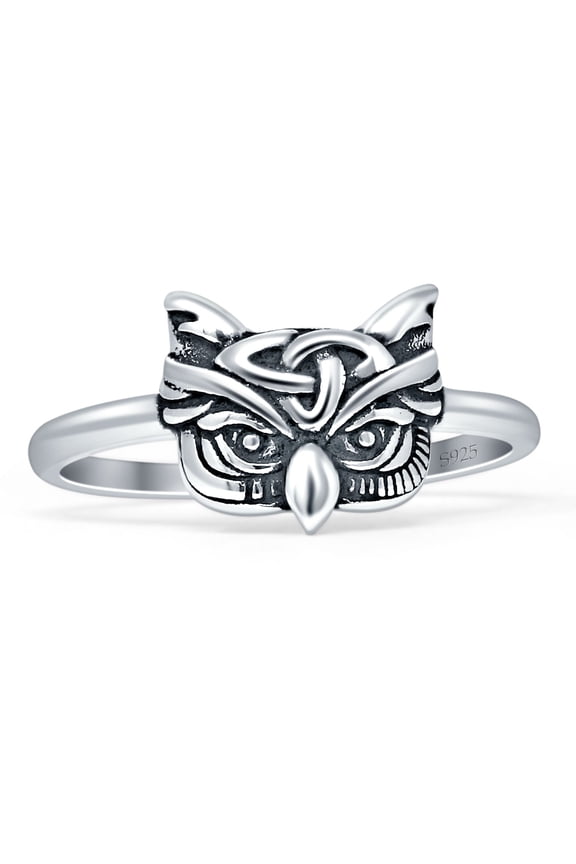 Owl Vintage Style Oxidized Ring 925 Sterling Silver Size 9