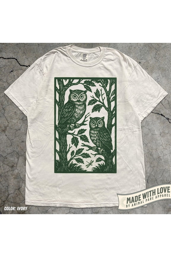 Owl Vintage T Shirt, Woodland Forest Animal Tee, Dark Nature Graphic Tee, Boho Cottagecore Shirt, Retro Wildlife Top, Owl Lover All Size S-5XL